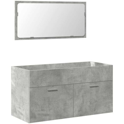 Bathroom Cabinet with Mirror Concrete Grey Engineered Wood vidaXL