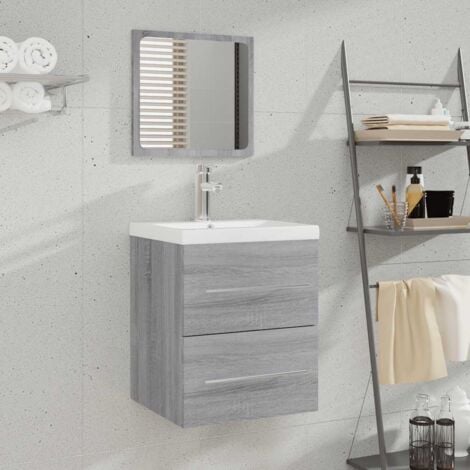 Bathroom Cabinet with Mirror Grey Sonoma 41x38.5x48 cm Engineered Wood vidaXL