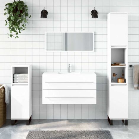 Bathroom Cabinet with Mirror White Engineered Wood vidaXL