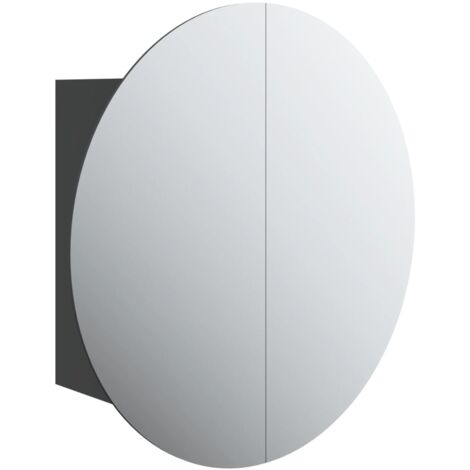 Bathroom Cabinet with Round Mirror&LED Black 40x40x17.5 cm vidaXL