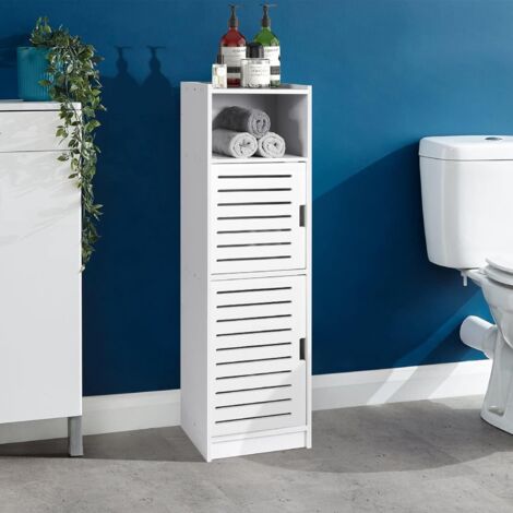 Waterproof Bathroom Shower Corner Cabinet Toilet Storage Floor Standing  White