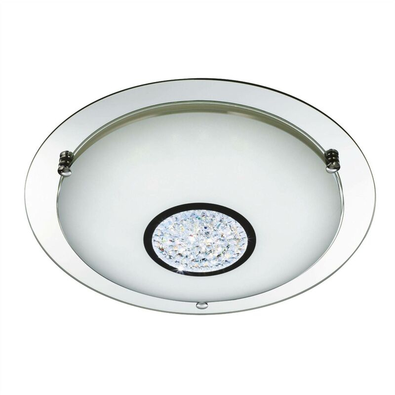 Bathroom - Integrated led Bathroom Flush Ceiling Chrome, Mirror IP44 - Searchlight