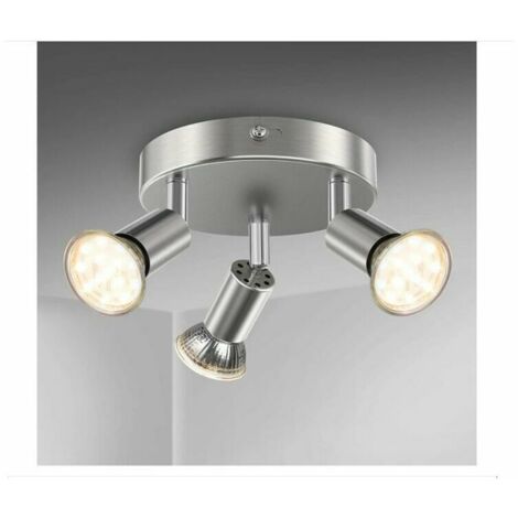 Bathroom ceiling light LED lighting bathroom ceiling lamp chrome 3 adjustable spots IP44 GU10 Bathroom ceiling light