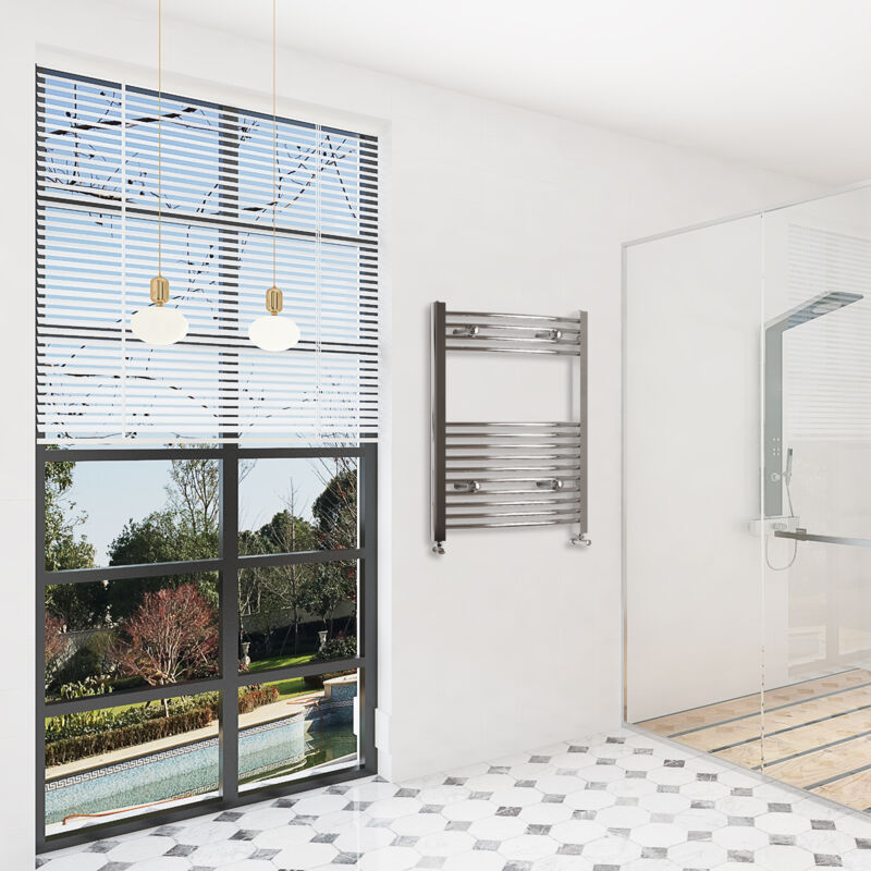 Image of Sky Bathroom - 800x500mm(HxW)Chrome Curved Center&hellip;