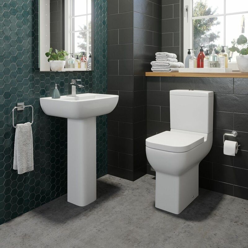 Bathroom Cloakroom Suite Comfort Height Toilet Wc And Basin Sink Full