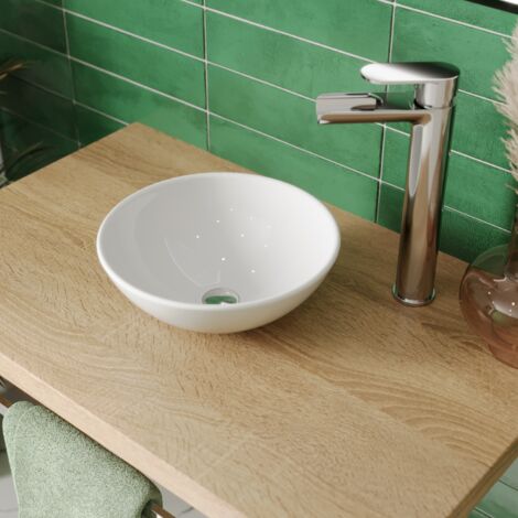 Bathroom Cloakroom Vanity Countertop Wash Basin Sink White Gloss Modern 280x280mm Round