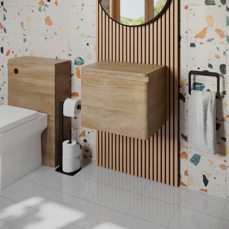 Bathroom Cloakroom Vanity Unit 500mm Wall Hung Cabinet Storage Drawers Wood