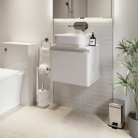 Bathroom Cloakroom Vanity Unit Wall Mounted Countertop Basin White Gloss 500mm