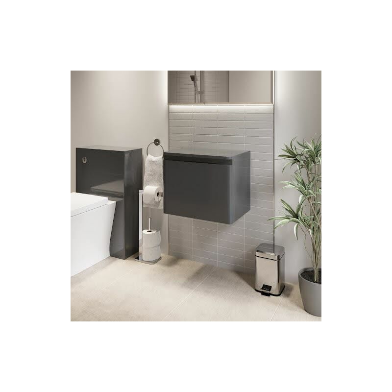 Regis - Bathroom Cloakroom Vanity Unit Wall Mounted Storage Cabinet Grey Gloss 500mm