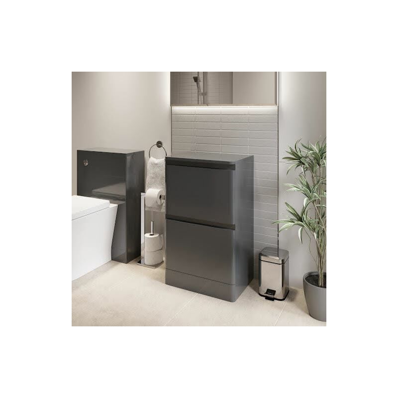 Regis - Bathroom Cloakroom Vanity Unit Wash 500mm Cabinet Drawers Storage Grey Gloss