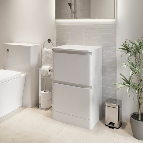Bathroom Cloakroom Vanity Unit Wash 500mm Cabinet Drawers Storage White Gloss
