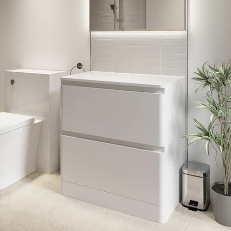 Bathroom Cloakroom Vanity Unit Wash Storage Cabinet Countertop Basin White 800mm
