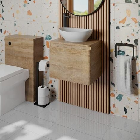 Bathroom Cloakroom Vanity Unit Wash Wall Hung Countertop Basin Wood 500mm