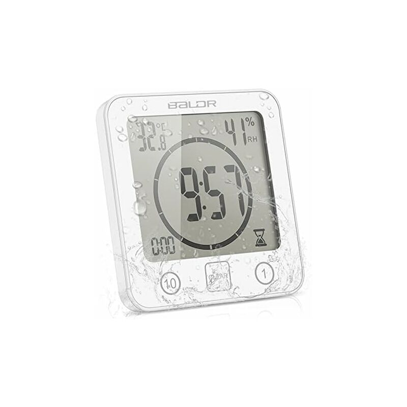 Bathroom Clock Digital Humidity Temperature Clock Digital Clock Display LCD Touch Screen Control Timer Alarm for Kitchen Bathroom (White)
