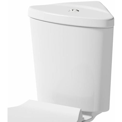 Bathroom Close Coupled Corner Toilet Cistern Only Dual Flush Ceramic White Gloss