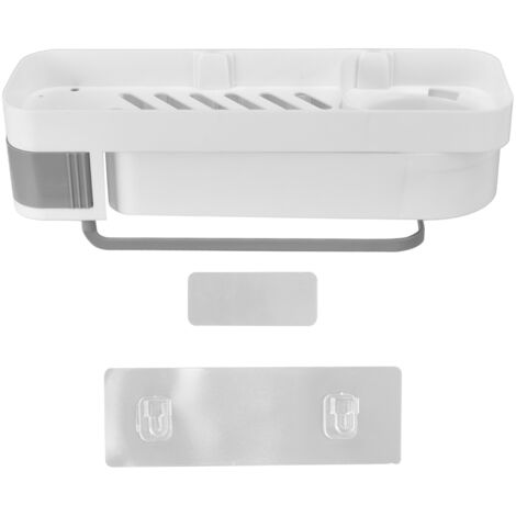 Bathroom Corner Rack Double Layer Rotatable Wall Mounted Stylish Simple Multifunctional Storage ShelfWhite and Grey