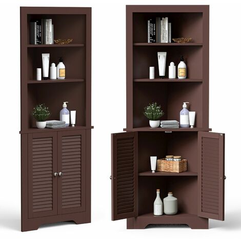 Bathroom Corner Tall Cabinet Free Standing Bedroom Storage Organizer Open Shelf