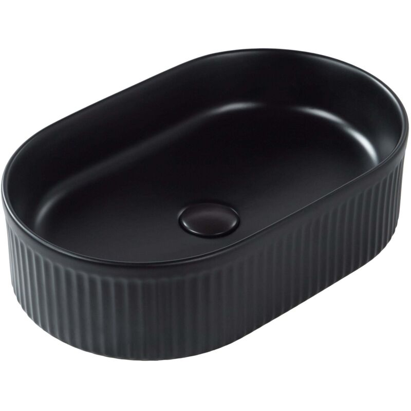 Beliani Countertop Basin Geldo 490 X 310 Mm Ceramic Black