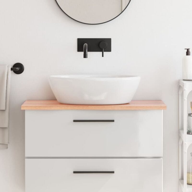 Bathroom Countertop Light Brown 80x30x2 Cm Treated Solid Wood Vidaxl
