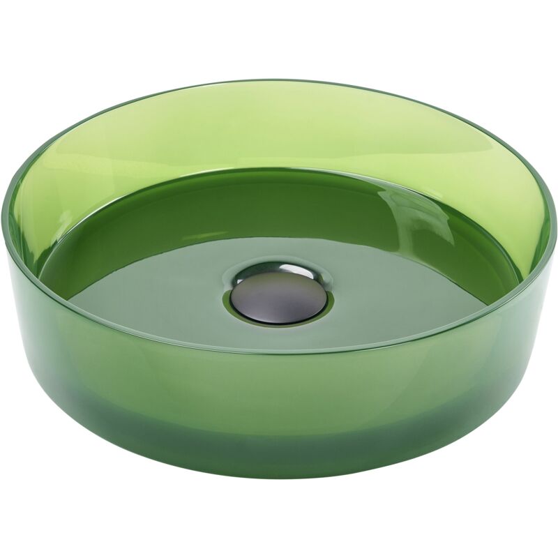 Beliani - Bathroom Countertop Round Wash Basin Solid Surface Semi-transparent 360 Mm Green Tolosa