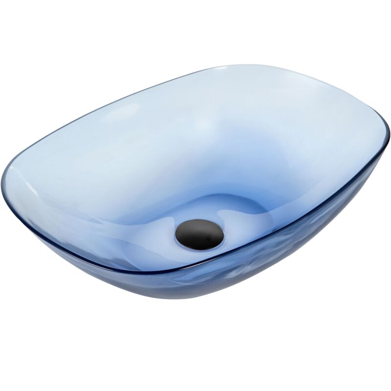 Beliani - Bathroom Countertop Wash Basin Solid Surface Semi-transparent 540 X 360 Mm Blue Moengo
