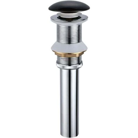 Bathroom drain, bathroom drain, sink drain plug, ceramic cover, solid copper, spring drain, black ceramic drain B (color: black ceramic MUMU