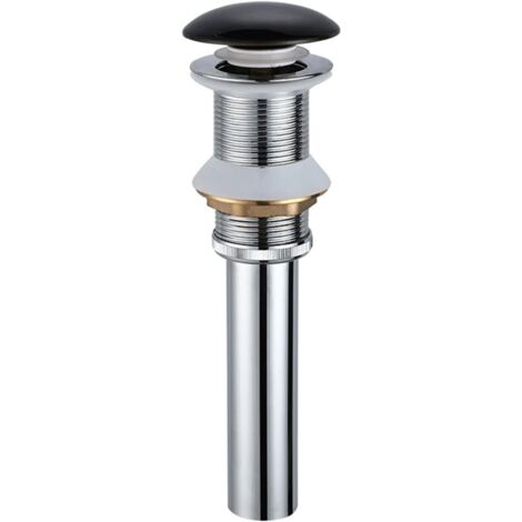 Bathroom Drain, Bathroom Drain, Sink Drain Stopper, Ceramic Cover, Solid Copper, Spring Drain, Black Ceramic Drain B (Color: Black Ceramic)