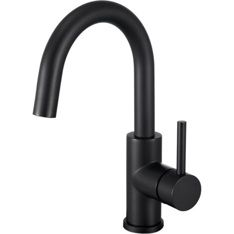 Bathroom Faucet, 360° Swivel Basin Faucet, High Spout Basin Mixer, Faucet for Bathroom or Small Kitchen, Matte Black