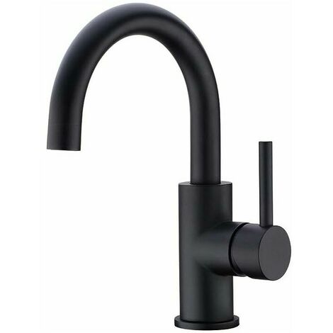 Bathroom Faucet, 360° Swivel Basin Faucet, High Spout Basin Mixer Tap, Faucet for Bathroom or Small Kitchen, Matte Black