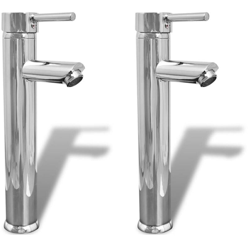 Bathroom Faucet Mixer Taps 2 pcs Chrome Vidaxl