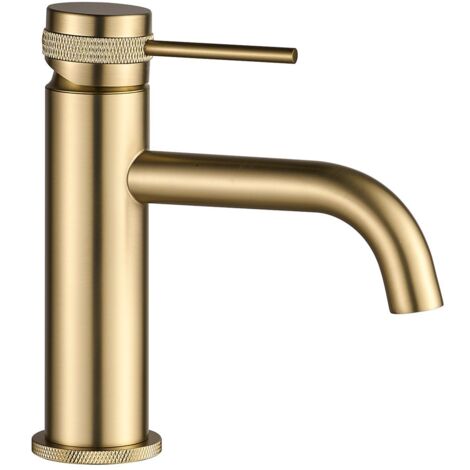 BATHROOM FAUCET REA LUNGO GRIP LOW BRUSH GOLD