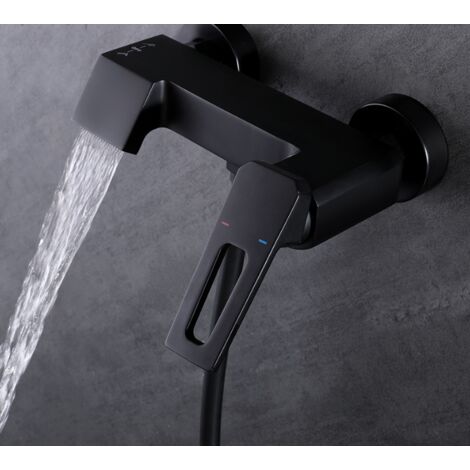 Bathroom Faucet - Single Lever Shower Faucet with Integrated Check Valve - Black