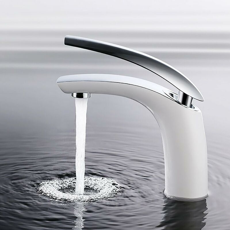 Hiasdfls - Bathroom Faucet White Brass Basin Mixer Tap Detachable Abs Aerator Basin Faucet Bathroom Faucet Height 125Mm Lower Spout