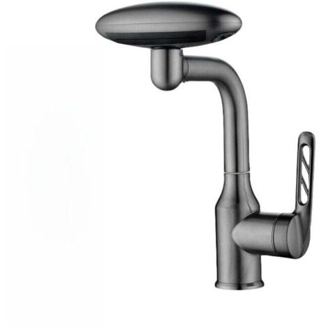 Bathroom faucet with 4 modes, 360° rotation, multi-mode spray, easy installation, robust design - grey