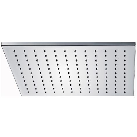 Bathroom Fixed Chrome Rainfall Shower Square Head With Rubber Nozzles 250mm