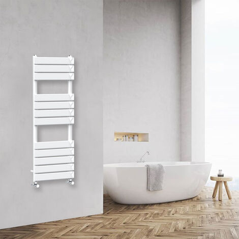 Bathroom Flat Panel Heated Towel Rail Radiator Central Heating 1200x450mm White