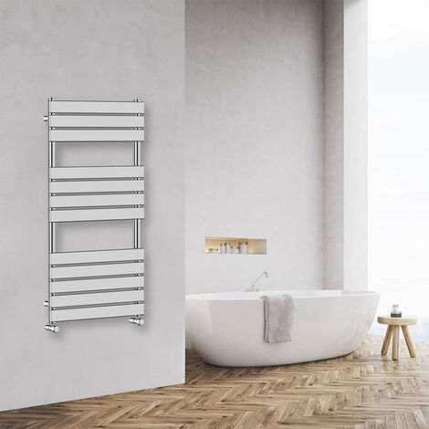 Bathroom Flat Panel Heated Towel Rail Radiator Central Heating 1200x600mm Chrome