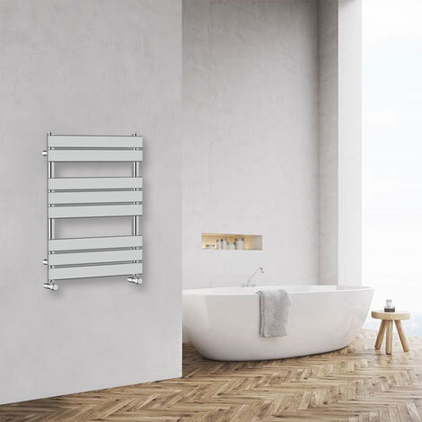 Bathroom Flat Panel Heated Towel Rail Radiator Central Heating 800x600mm Chrome