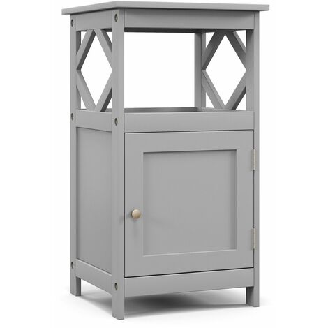 Bathroom Floor Cabinet Single Door Storage Organizer Cabinet W/ Open Compartment