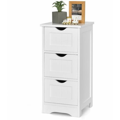 Bathroom Floor Cabinet Wood Storage Cupboard Organizer 3 Drawers Free Standing