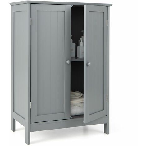 Bathroom Floor Cabinet Wooden Free Standing Storage Cupboard Display Organiser