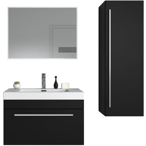 Bathroom Furniture Set Avalon 80cm Black Wood Storage Cabinet