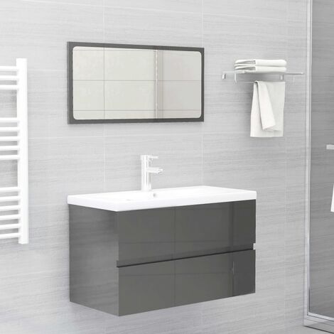 Bathroom Furniture Set High Gloss Grey Chipboard22391-Serial number