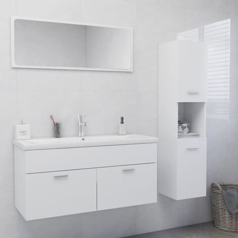 main image of "Bathroom Furniture Set White Chipboard21853-Serial number"