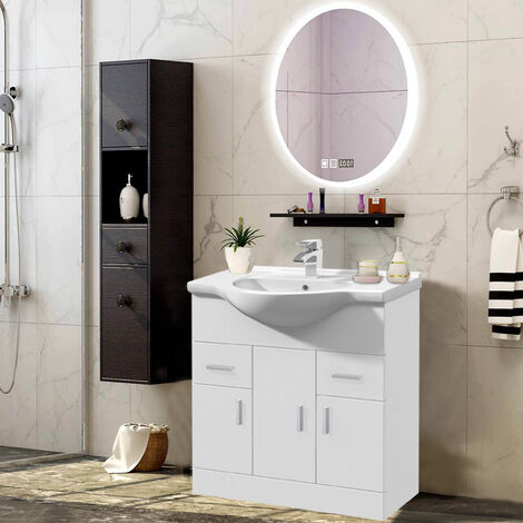 Bathroom Furniture Vanity Unit Cloakroom Cabinet Basin Sink Gloss White 850mm