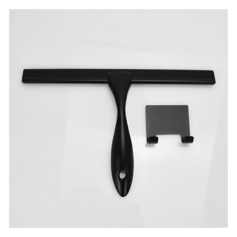 Bathroom Glass Shower Door Squeegee 25cm Silicone No Drilling Squeegee for Mirror Windshield Non-Slip Handle (1 Pcs, Black)