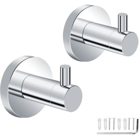HIASDFLS Bathroom Hooks 2 Pieces Stainless Steel Bathroom Hooks Wall Hook Wall Mounted Towel Hook Wall Mounted Towel Holder Waterproof And Rustproof For Kitchen, Living Room And Office