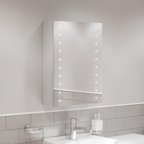 Bathroom LED Mirror Cabinet Illuminated Demister Shaver Socket IP44 600 x 450mm