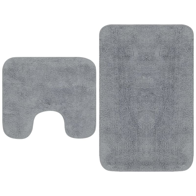 Bathroom Mat Set 2 Pieces Fabric Grey Vidaxl