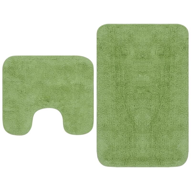 Bathroom Mat Set 2 Pieces Fabric Green Vidaxl